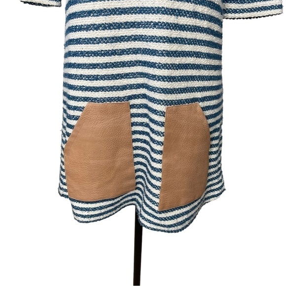 Anthopologie Postmark Striped Tunic Faux Leather Pockets Size Small - Picture 9 of 13